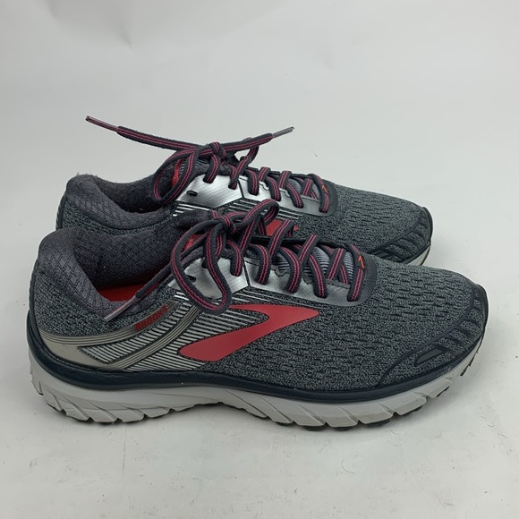 Brooks Adrenaline GTS 18 Running Shoe Size 8 Gray Pink lace up Athletic Sneaker - Picture 2 of 13